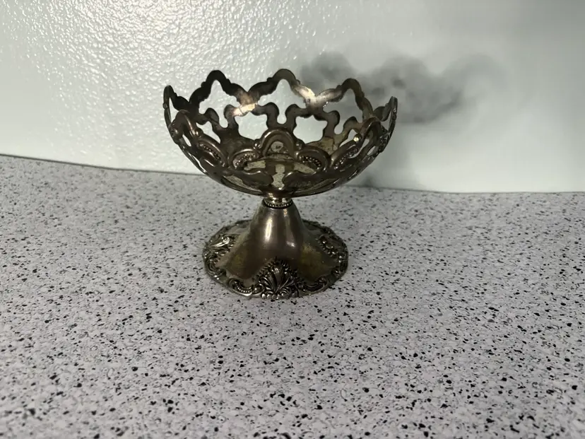 Vintage Godinger Ornate Silver-Plated Pedestal Serving Dish/Candle holder