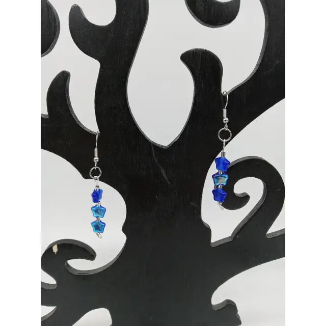 Blue Star Dangle Earrings