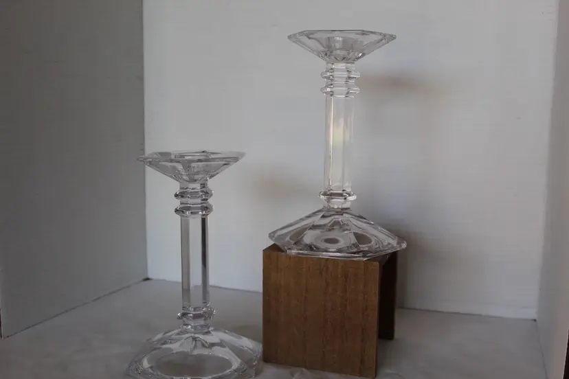 Set of 2 Vintage MIKASA 7 Inch Tall Crystal Versailles Candle Holders