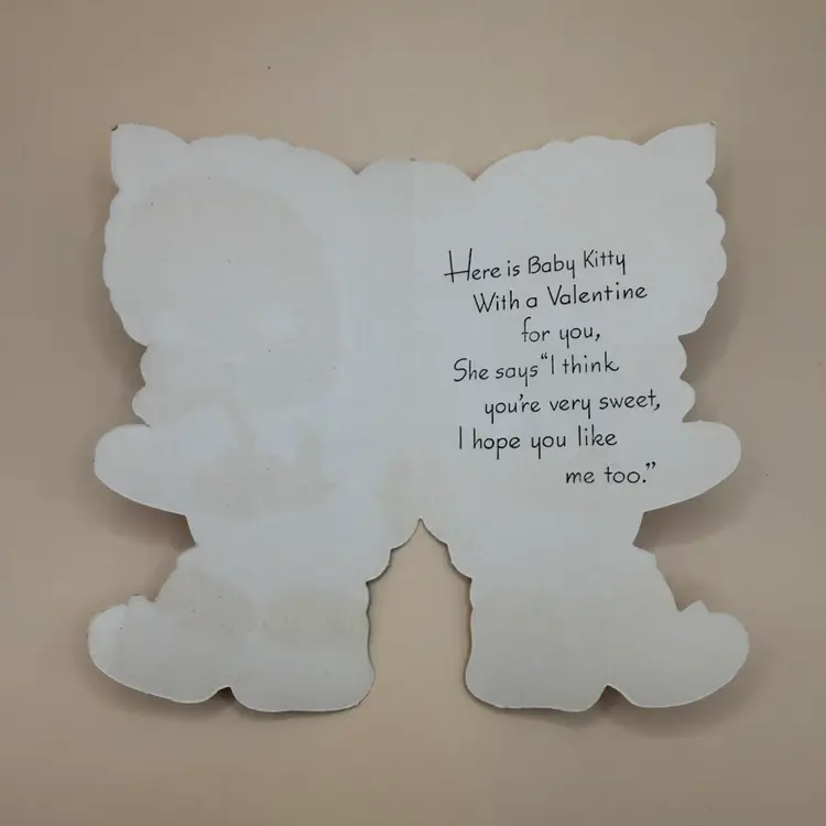Vintage Valentine Card Baby Kitty Die Cut Card - Unused