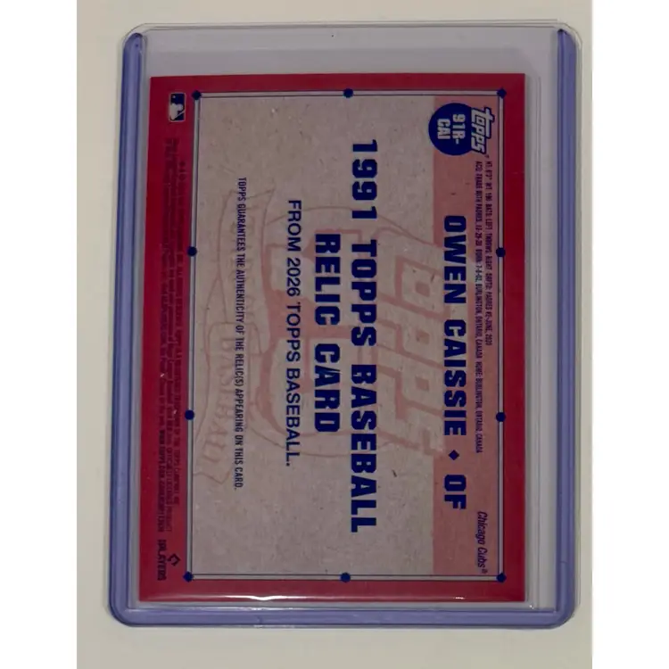 Owen Caissie RC 1991 Topps Relic Chicago Cubs