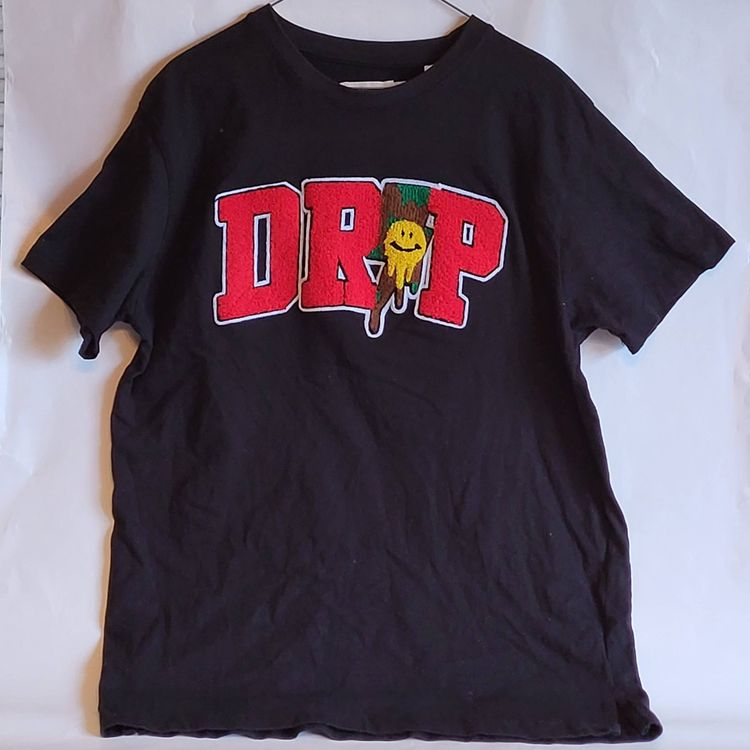 FWRD Denim T-Shirt with DRIP Embroidered Black Large Mens 100% Cotton #0100543