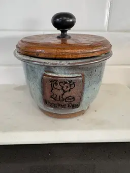 Handmade Stoneware Pet Treat Jar “ Wagging Tails”