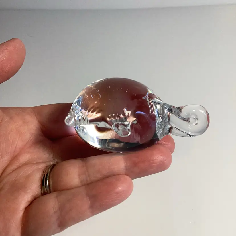 Clear Glass Chubby Turtle 3” L X 1.5”W