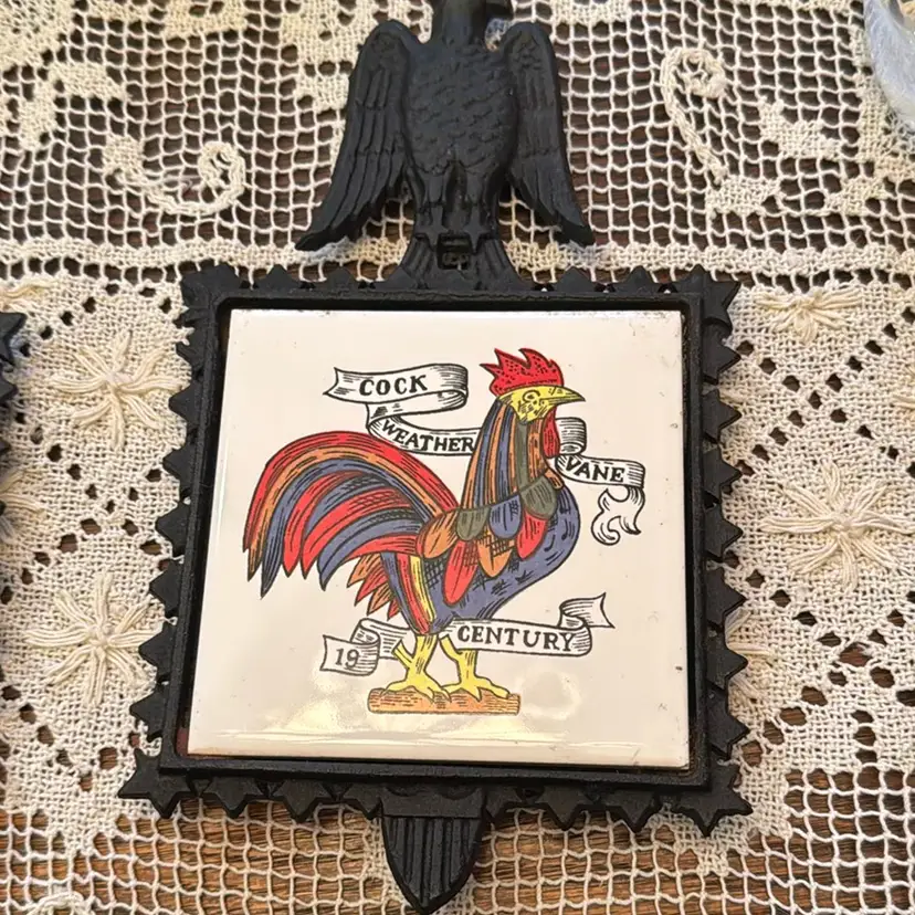 Wrought Iron Ceramic Tile Trivet Set Of 4