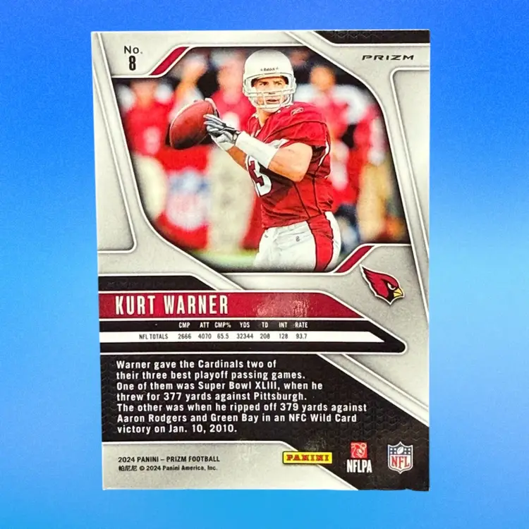 Kurt Warner 2024 Panini Prizm #8 Red White and Blue Prizm HOF Arizona Cardinals