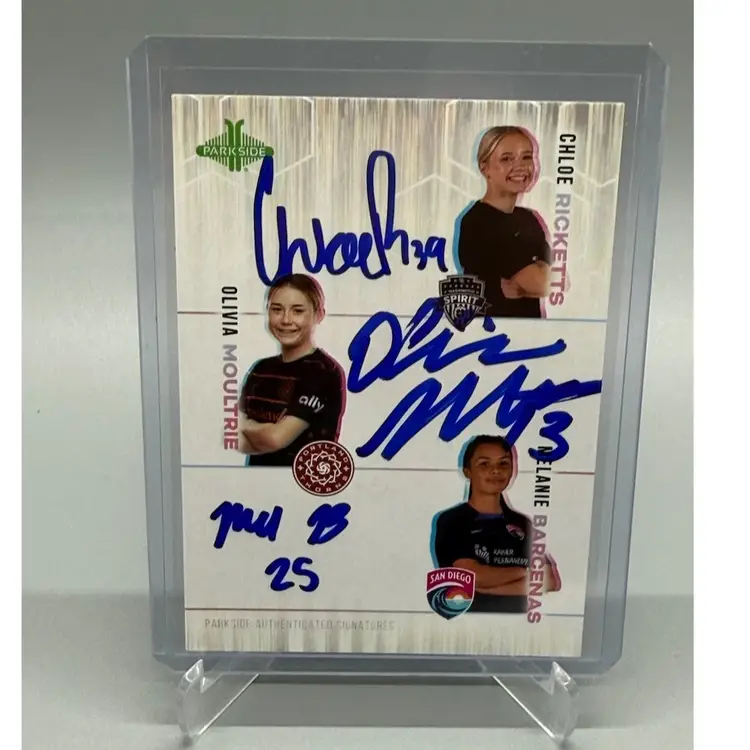 2023 NWSL Signature Series Chloe Ricketts, Olivia Moultrie, and Melanie Barcenas Triple Auto