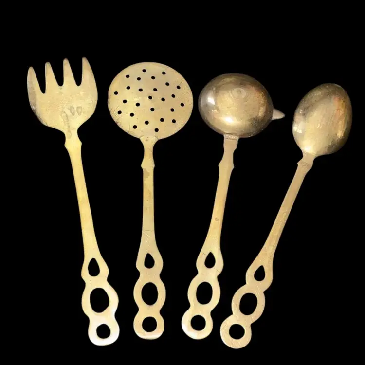 Brass Open Work Set Of 4 Kitchen Utensils