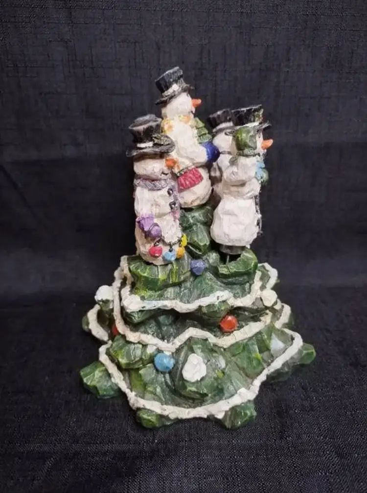 Set of 5 Resin Snowman Cheese Butter Spreaders In Festive Christmas Tree Holder