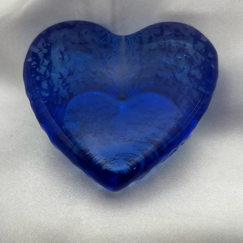 Fire & Light Cobalt Blue Heart Paperweight Recycled Glass