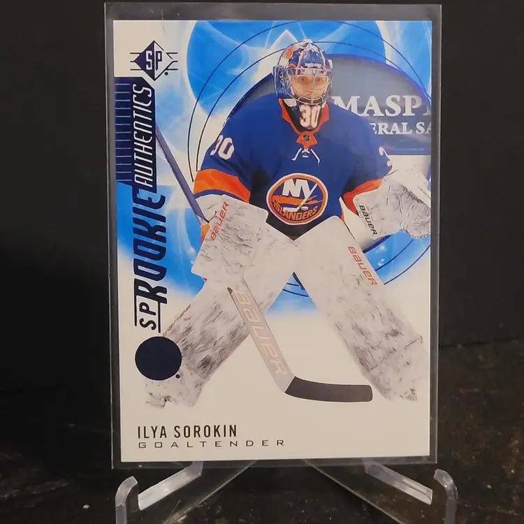 ILYA SOROKIN 2020/21 UPPER DECK SP ROOKIE AUTHENTICS HOCKEY CARD