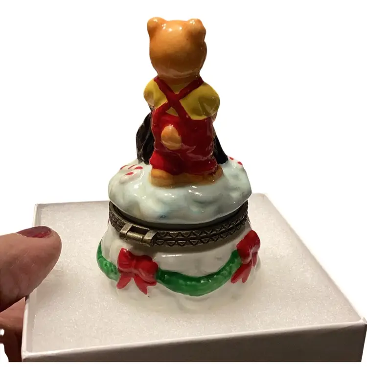 Teddy bear trinket box decorated
