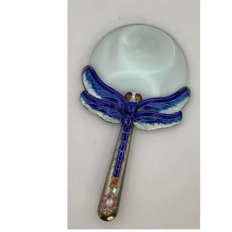 Magnifying Glass Dragonfly Metal Handle Enameled Colorful
