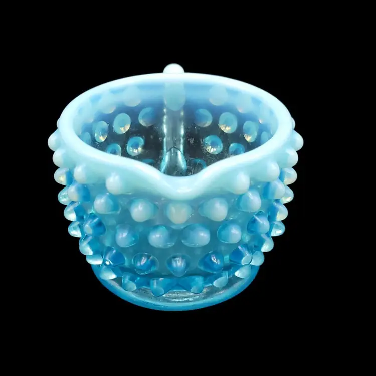 Fenton Hobnail Individual Creamer Aqua Blue Opalescent Glass 2" Tall