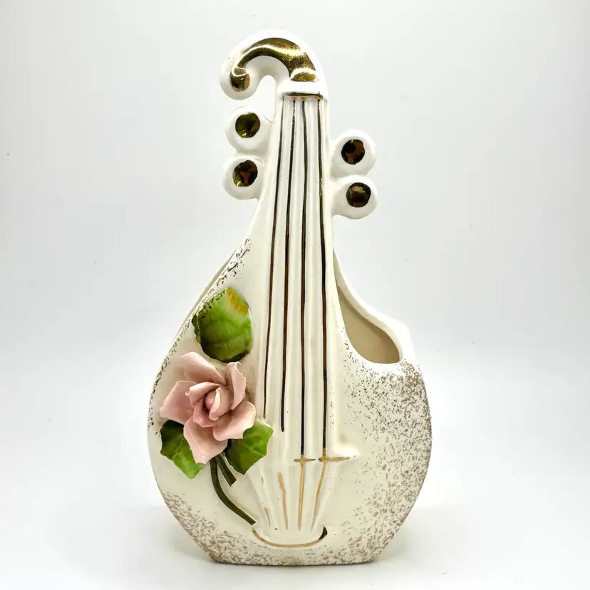 Vintage Wall Pocket Violin Japan Hand Painted 7.5”*