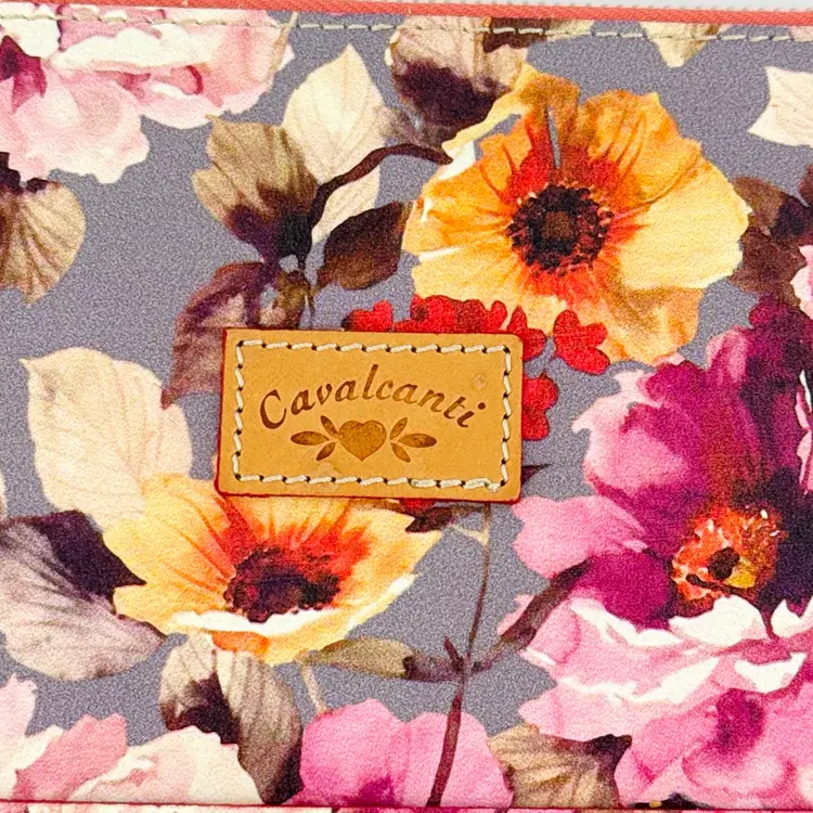 NWOT Cavalcanti Italian Leather Wristlet Travel Bag Floral Clutch Strap