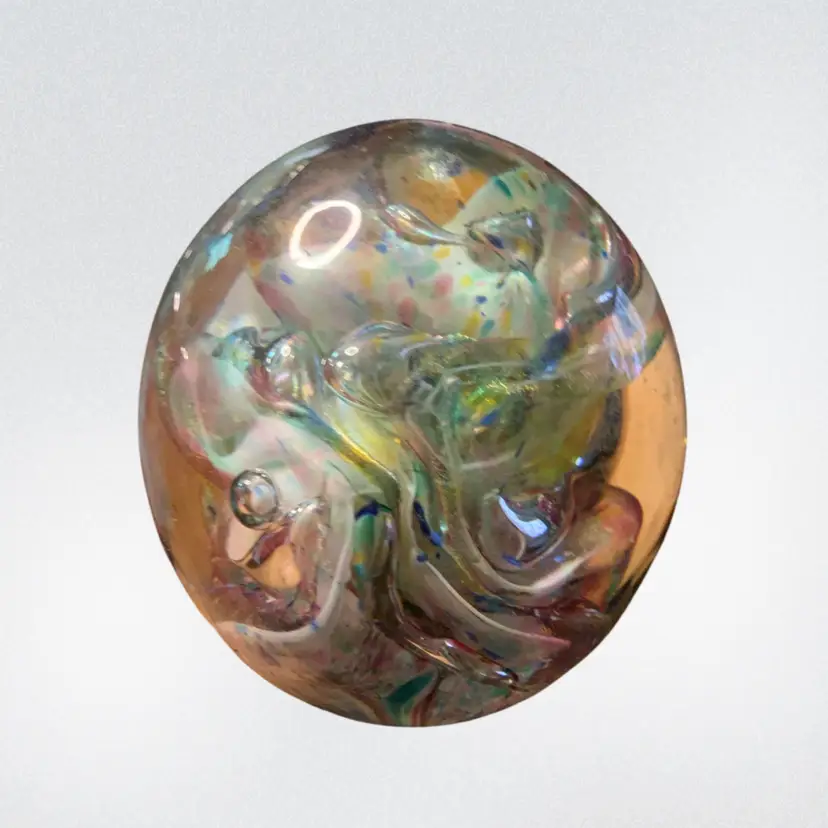 Vintage Robert Held Art Glass Signed Large Egg Shaped Paperweight Handblown