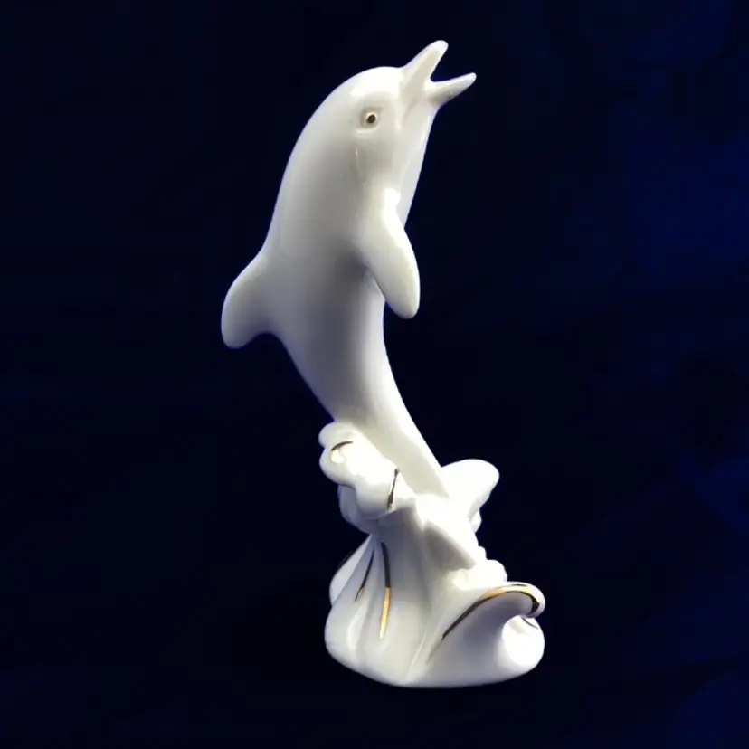 Lenox Leaping Dolphin Porcelain Gilded Handcrafted Figurine 24K accents