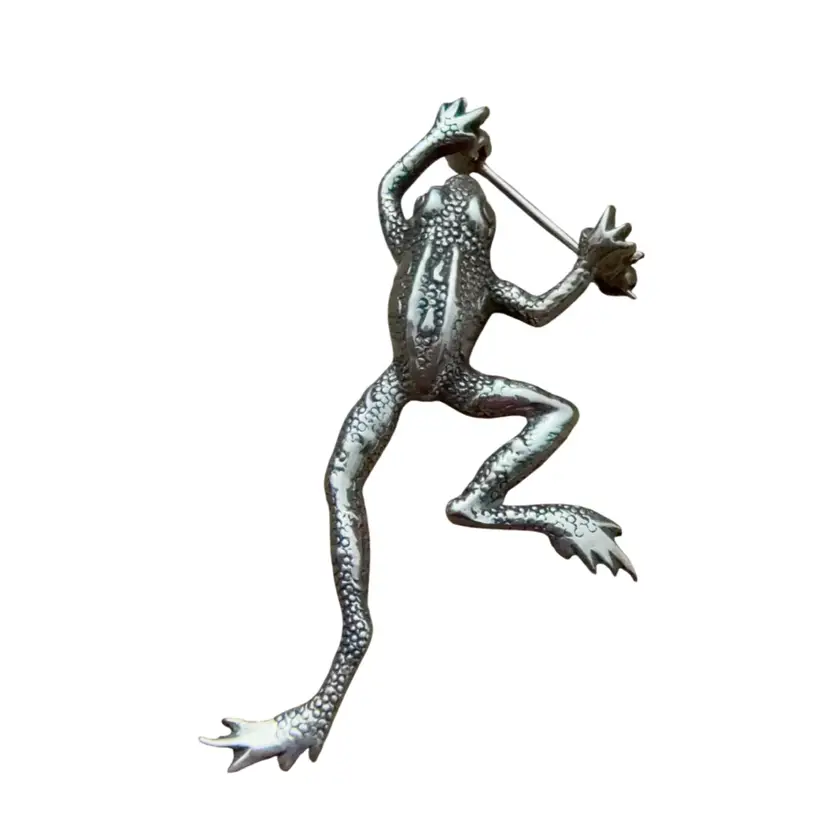 Vintage Sterling Silver Frog Brooch