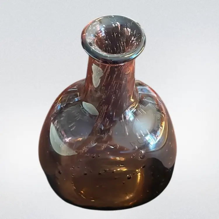 Hadeland, Willy Johansson Amethyst Vase With Air Bubbles Norwegian Scandinavian Glass 7” Tall