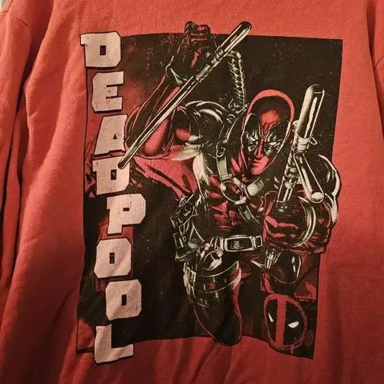 Marvel Deadpool Red Ombre Graphic Pullover Sweatshirt