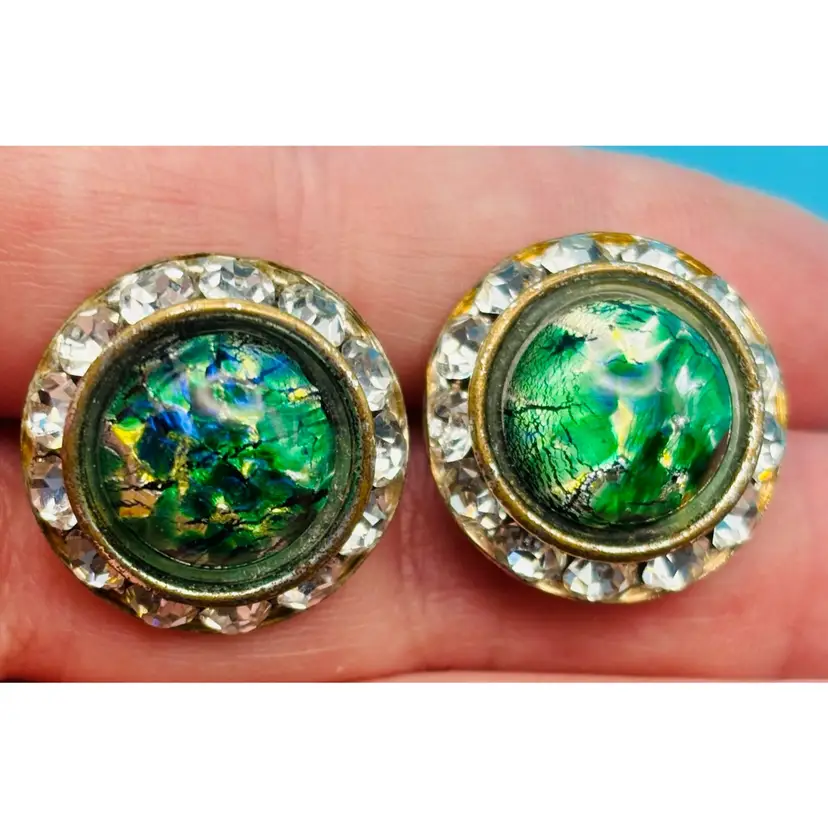 Vintage Abalone Clip-On Earrings