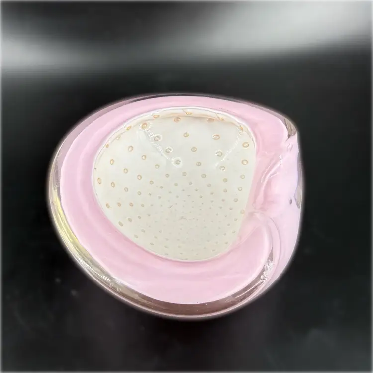 Murano Controlled Bubble Pink Art Glass Bowl AS IS