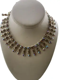 Vintage Unsigned Ab Rhinestone Bib Collar Necklace