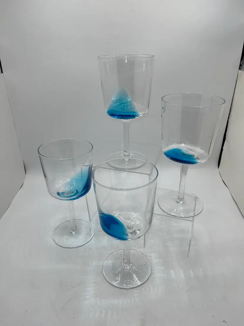 Vintage Royal Dalton Blue & Clear Wine Glasses