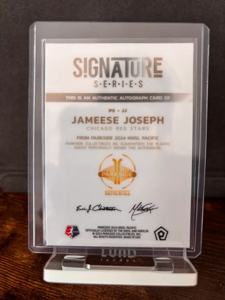 Jameese Joseph - 2024 Parkside Pacific Signature Series, Chicago Red Stars, Soccer Card