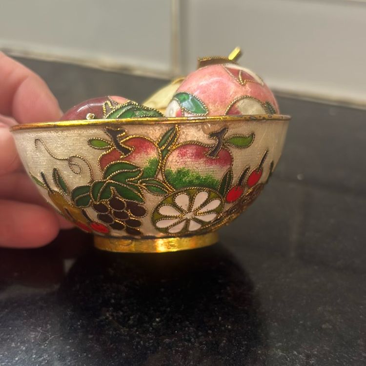 Clossione Trinket With Clossione Fruit Mini Cutie 3” Wide 1 1/4” Tall Fruit Is 2”ish Tall