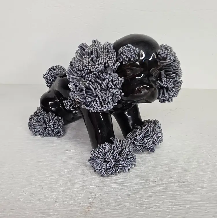 Redware Spaghetti Spaniel Planter / Trinket Box