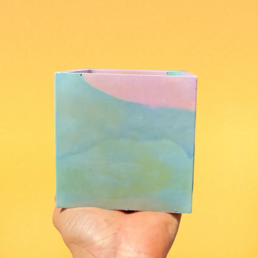 4” Pastels Square Concrete Planter