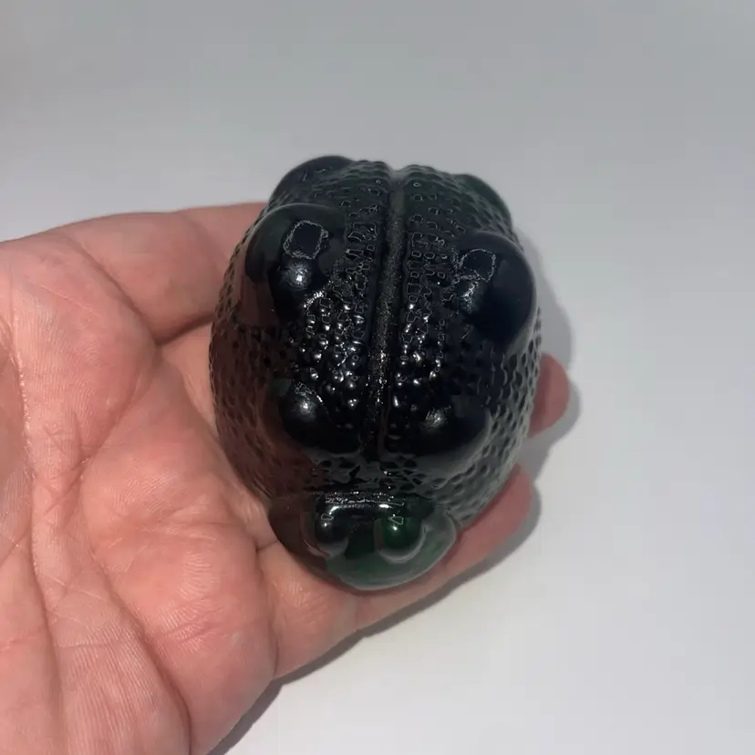Blenko Ladybug Figure Green Paperweight Decor Critter Handblown Art Glass 3.5”