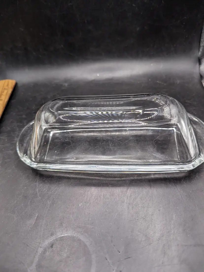 Vintage Glass Butter Dish with Lid