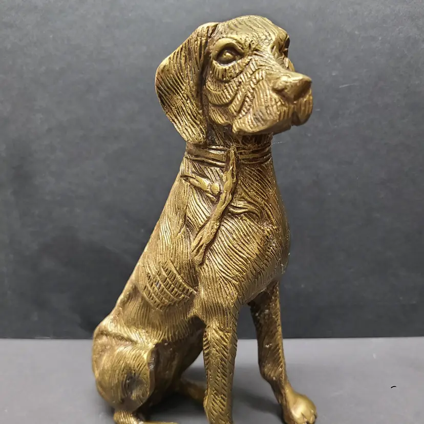 8" Vintage Large Brass Pointer Hunting Dog Figurine Statue