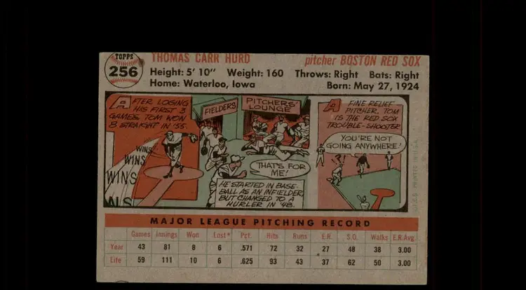 1956 Topps #256 Tom Hurd - (pk-tl2) - Boston Red Sox