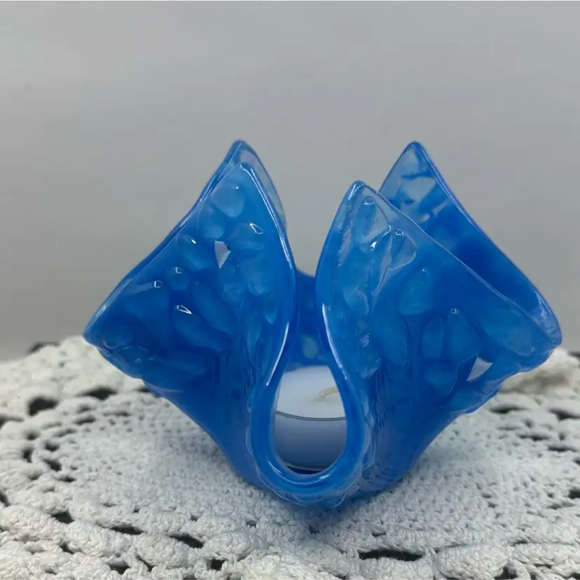 Blue Fused Glass Votive Holder