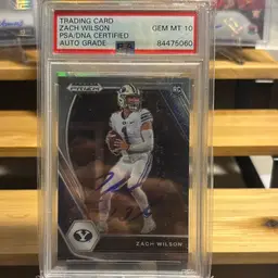 2021 Prizm Draft Picks, Zach Wilson Rookie On Card Auto Psa 10