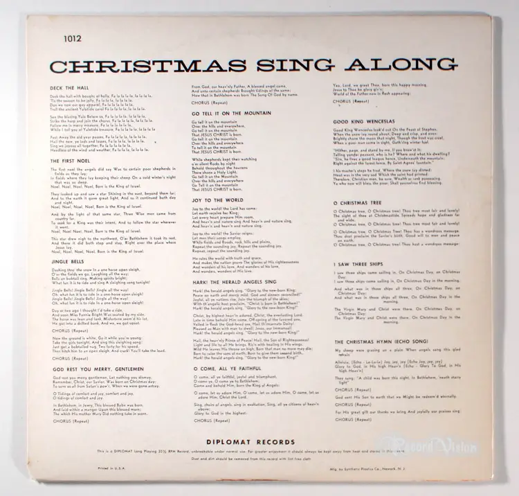 Christmas Sing Along (1964) Vinyl LP •PLAY-GRADED•