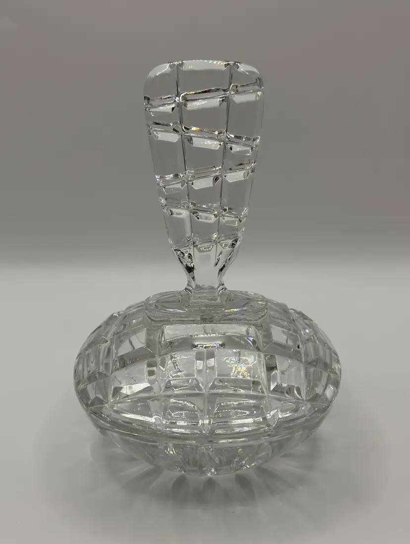 Vintage 1960’s Lead Crystal Covered Trinket Dish, Elegant Vanity Decor, By Hofbauer, Made In Western Germany