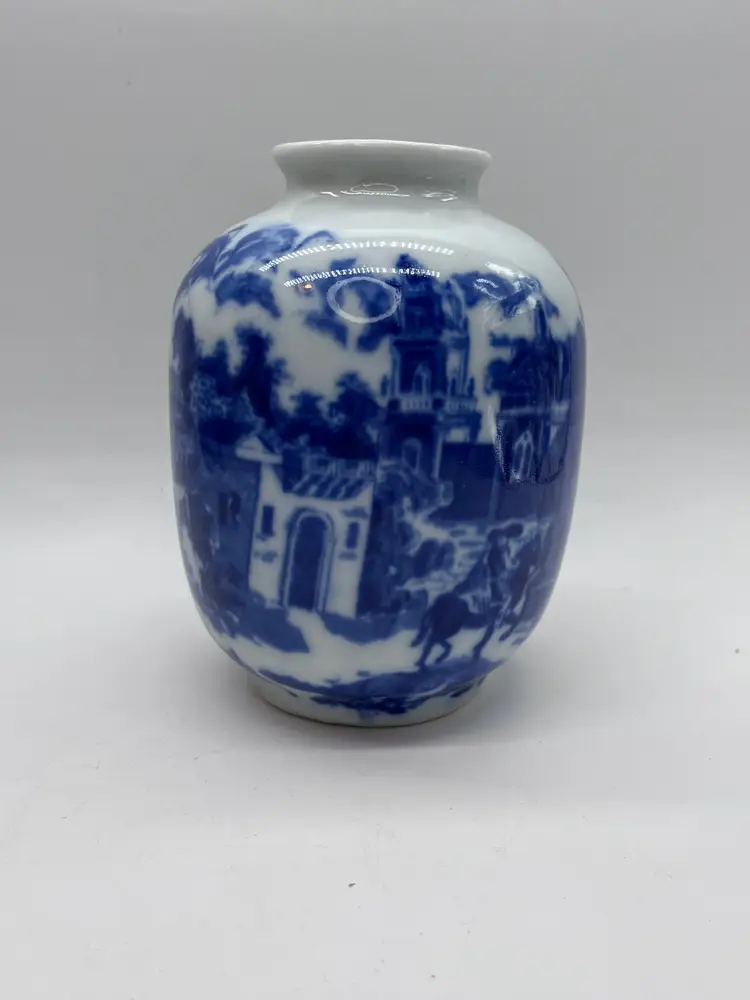 Vintage Flow Blue Vase Victorian Ware Ironstone Mid Century England
