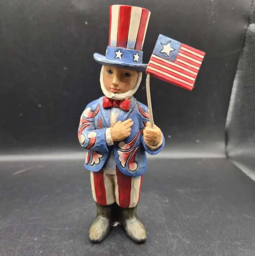 Jim Shore Patriotic Uncle Sam Hand-Painted Figurine American Flag Statue
