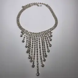 #01 Vintage Rhinestone Waterfall Necklace