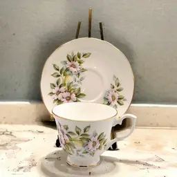Royal Winchester Vintage Pink Dogwood Flowers Gold Trim Teacup and Saucer