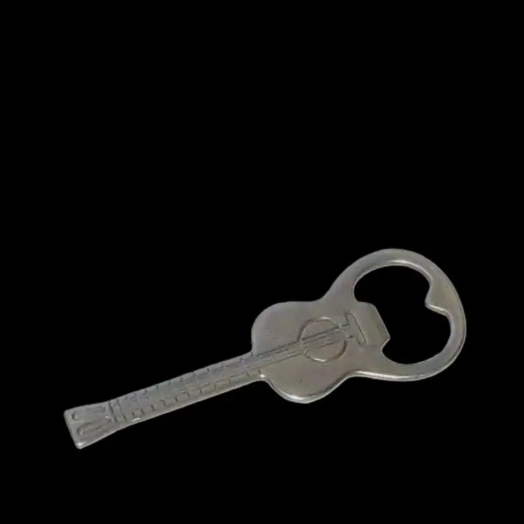 Vintage Novelty Bottle Opener Guitar Design Silver Color