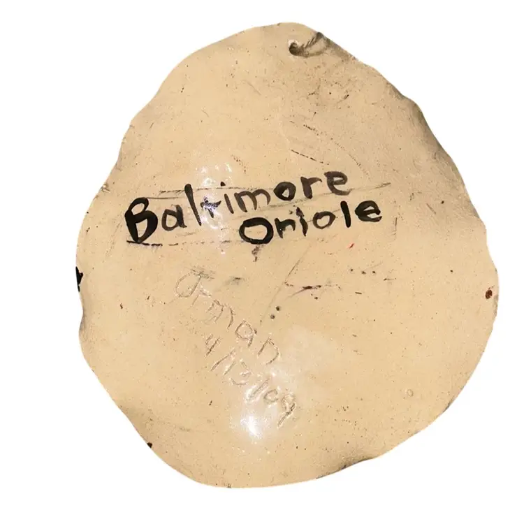 Folk Art Bird Handmade Pottery Baltimore Oriole Wall Art Gallery Wall Hanging