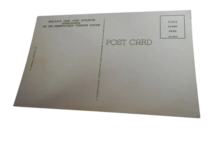 Vintage Postcard unposted Fort Littleton Interchange Turnpike PA roads