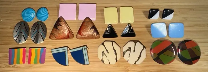 Lot Of 12 Pair Colorful Vintage Earrings 80’s & 90’s