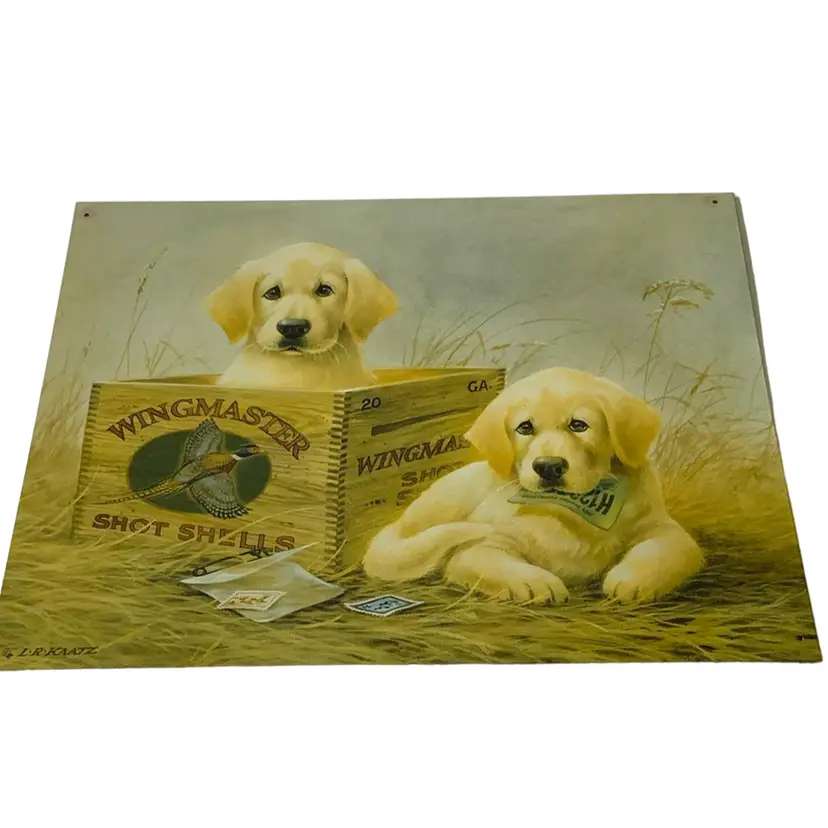 #19 - Dog 🐶 (and Cats) Days Of Summer Sunday- 2004 Lynn R Kaatz Advertising Tin Wing master Shot Shells 16” By 12.5”